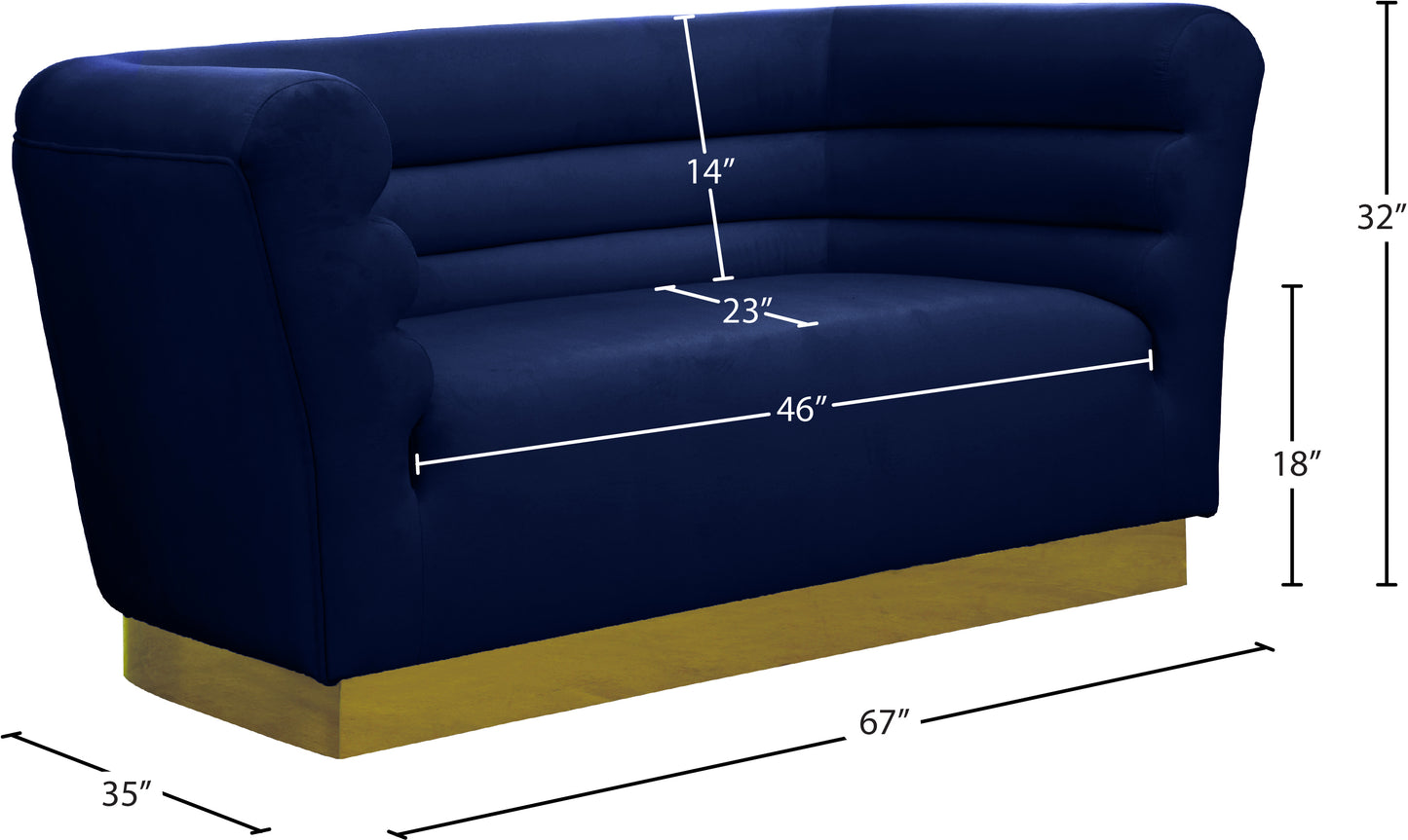 rotunda navy velvet loveseat l