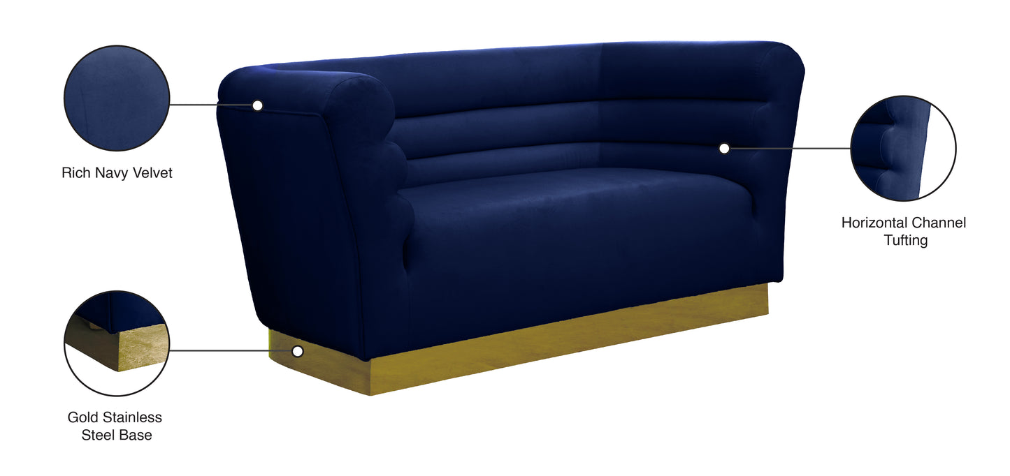 rotunda navy velvet loveseat l