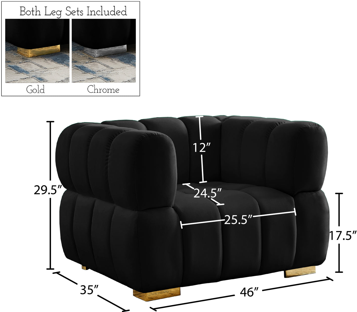 industry black velvet chair c