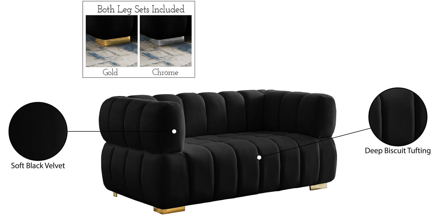 industry black velvet loveseat l