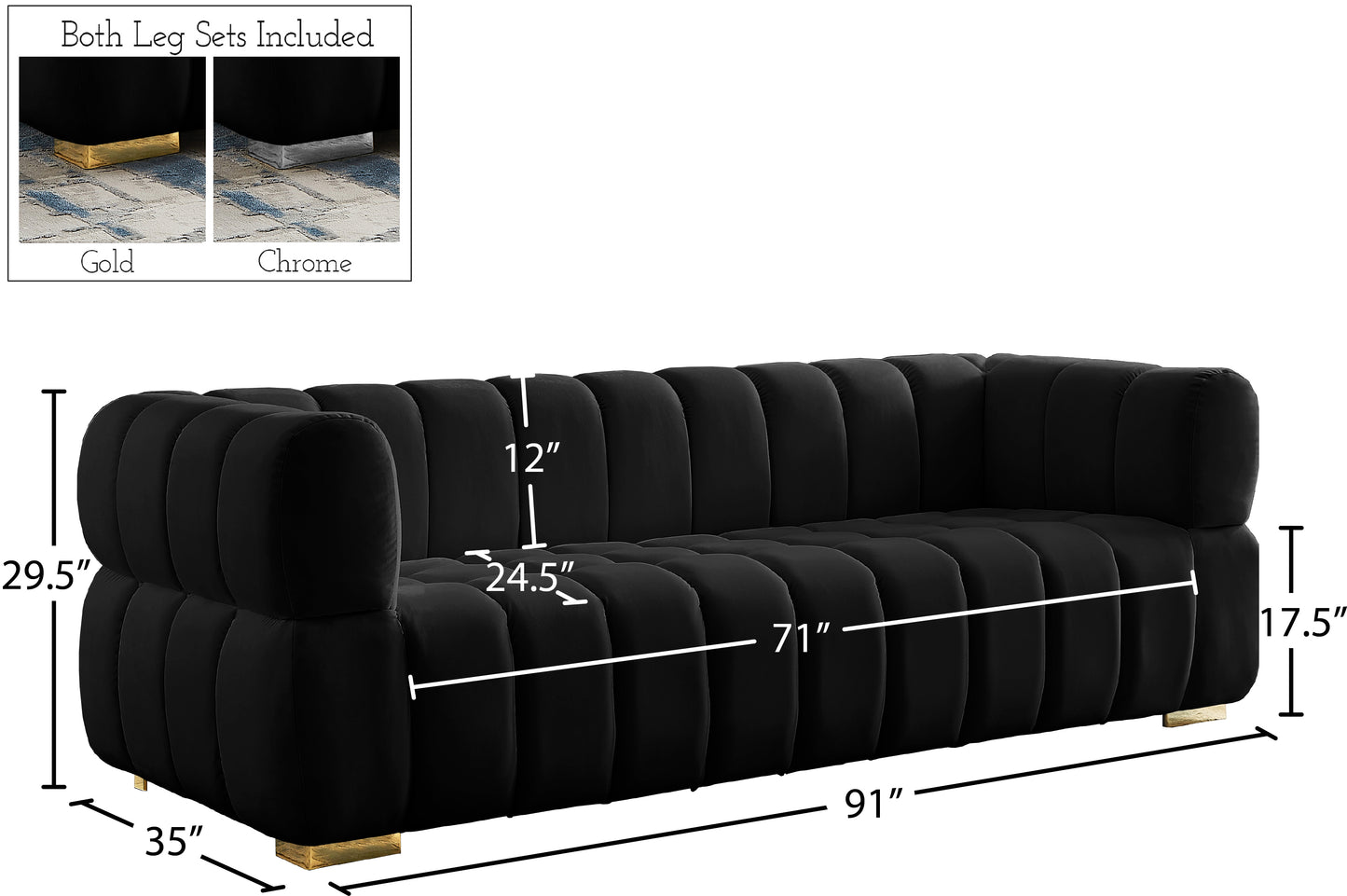 industry black velvet sofa s
