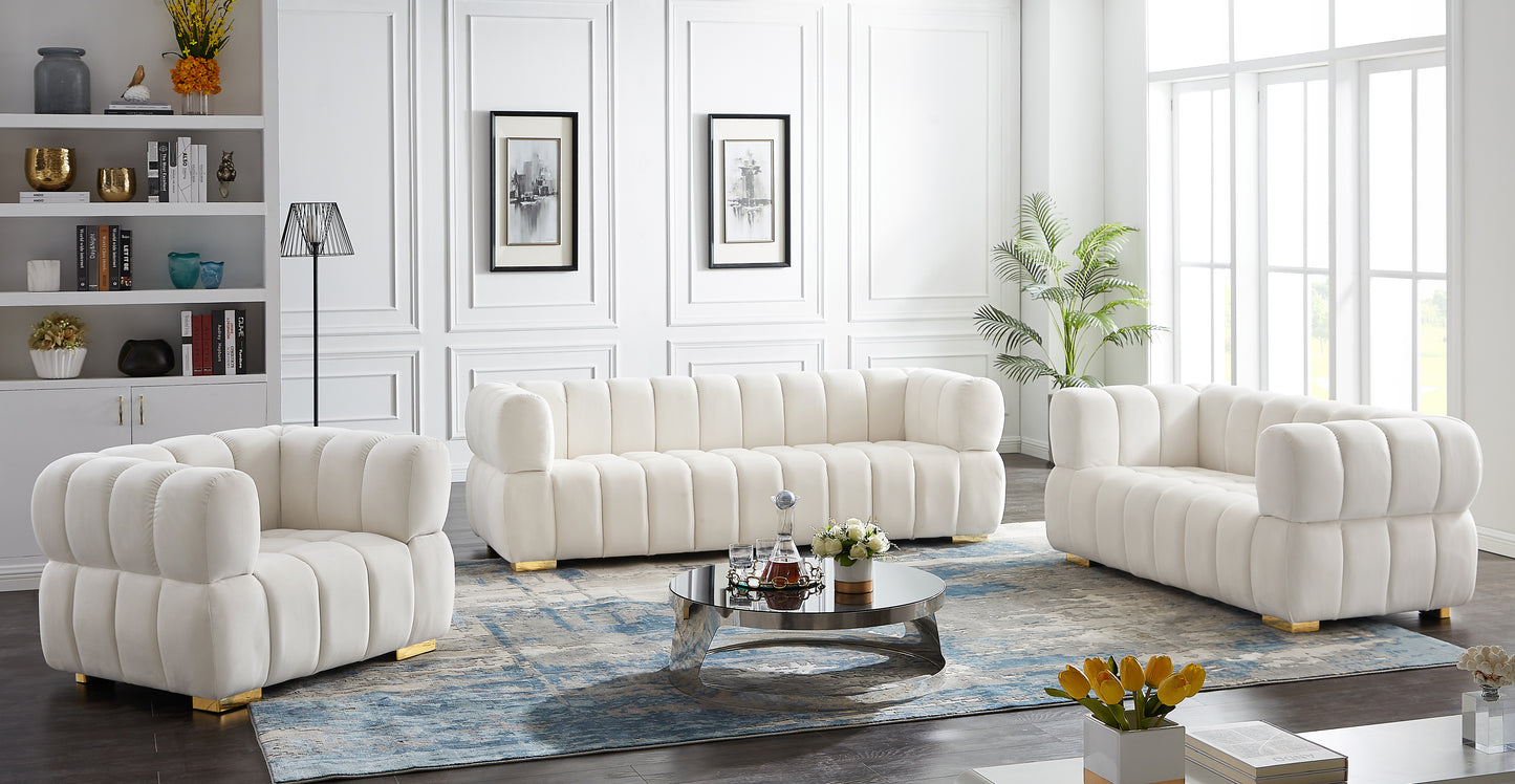 industry cream velvet loveseat l