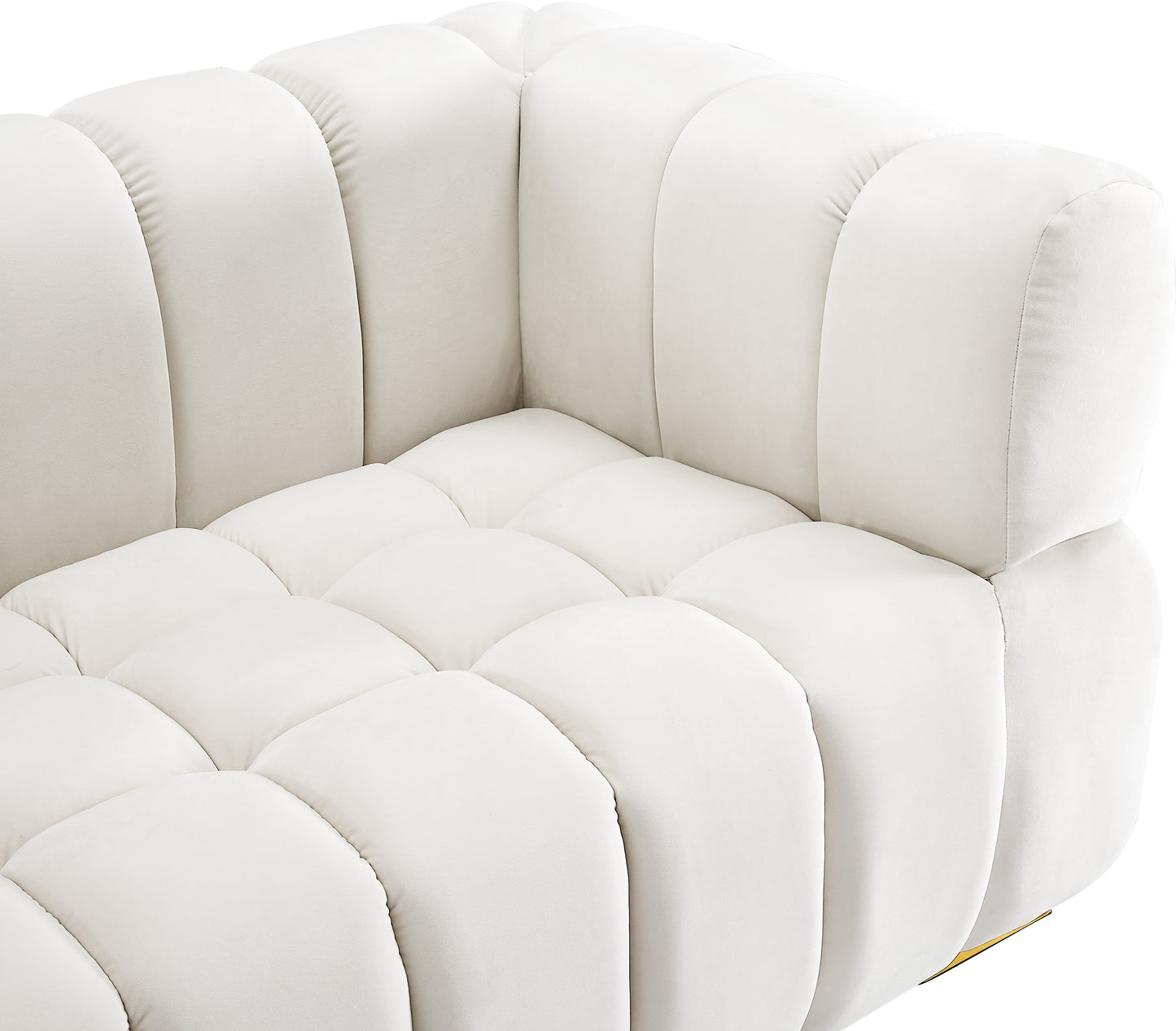 industry cream velvet loveseat l