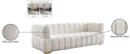 Industry Cream Velvet Sofa S