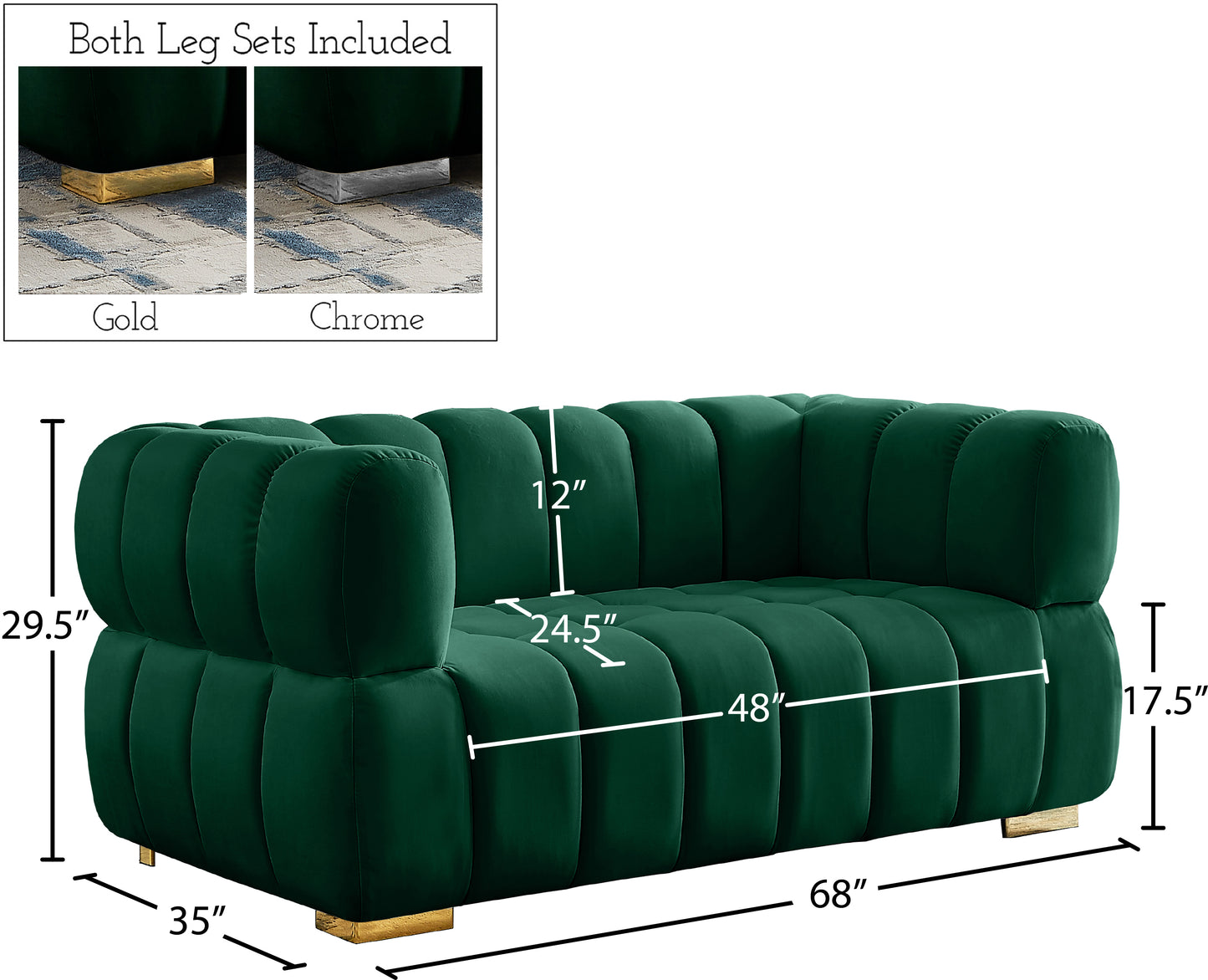 industry green velvet loveseat l