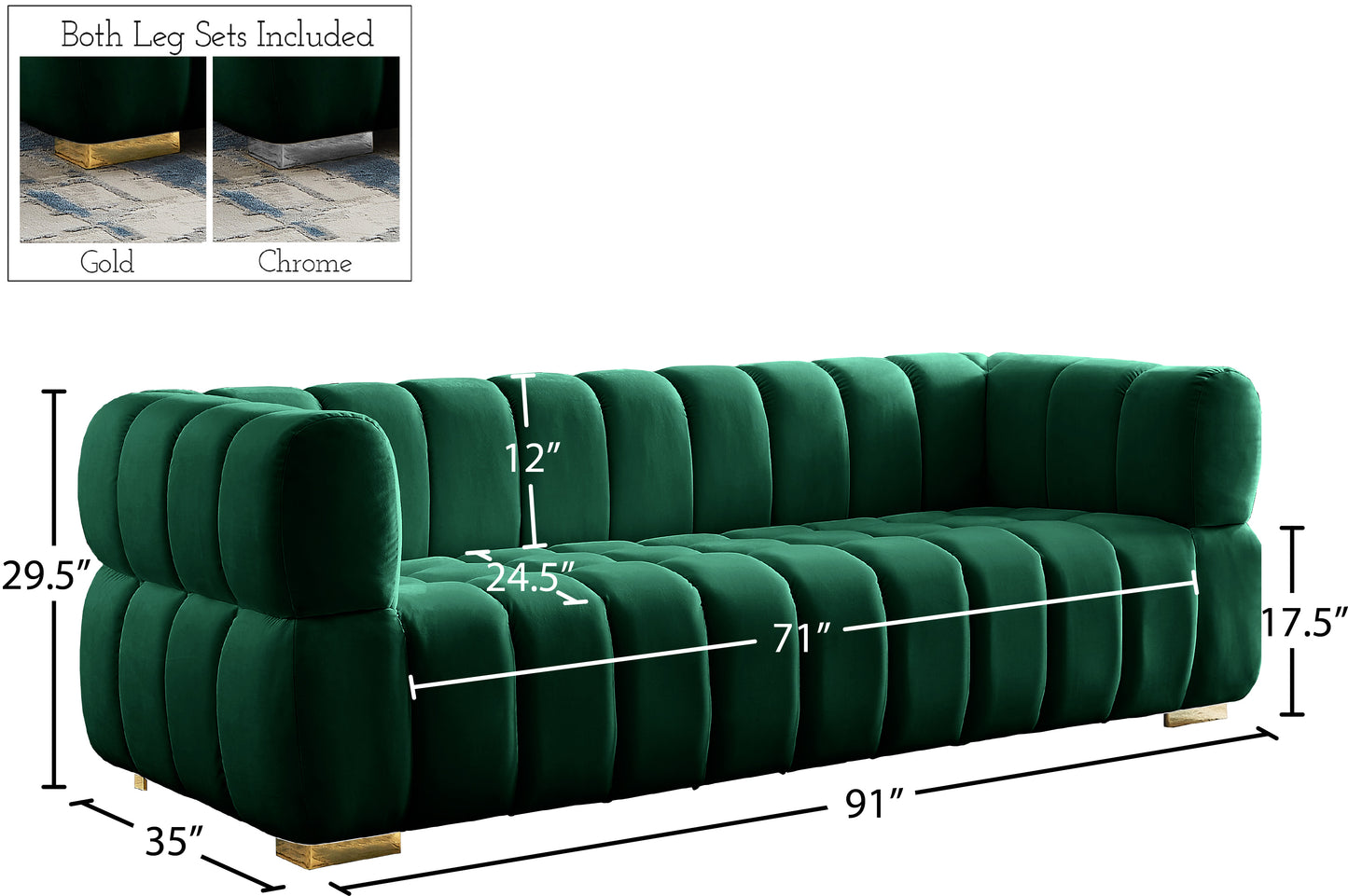 industry green velvet sofa s