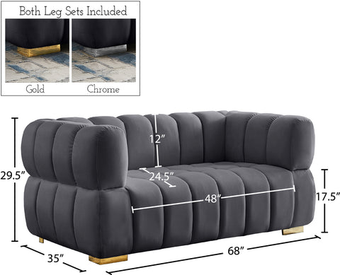 Industry Grey Velvet Loveseat L