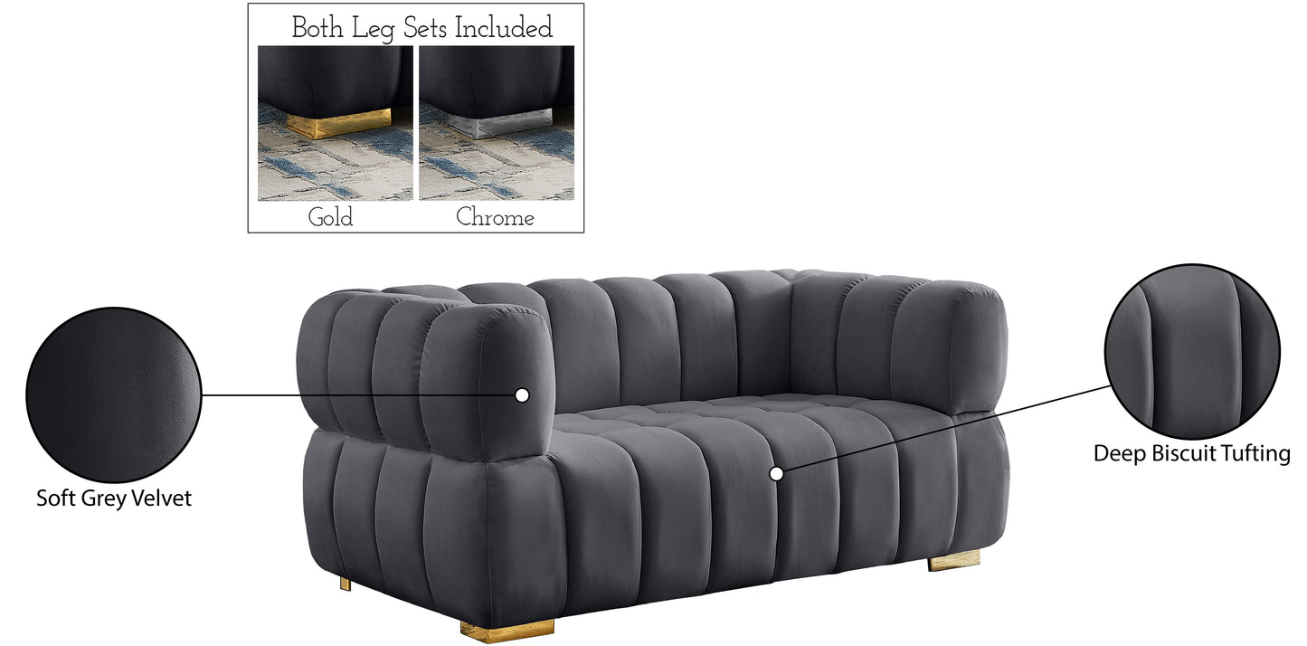 industry grey velvet loveseat l