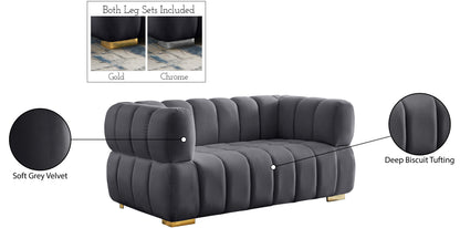 Industry Grey Velvet Loveseat L