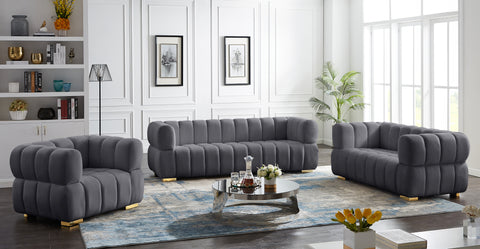 Industry Grey Velvet Loveseat L