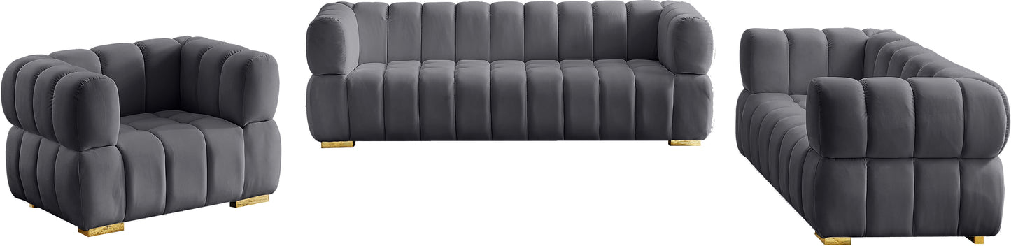 industry grey velvet loveseat l