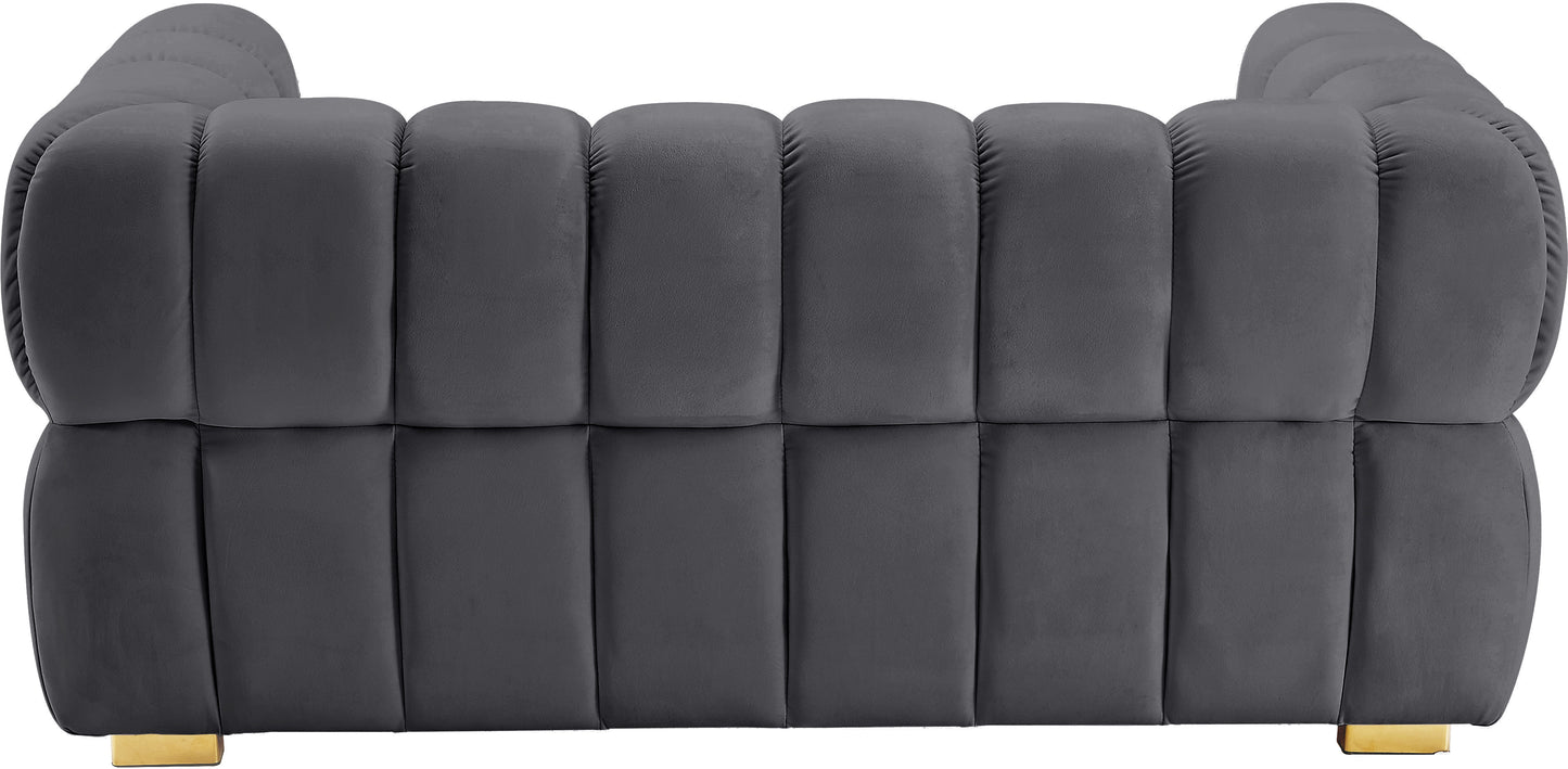 industry grey velvet loveseat l