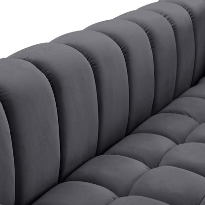 Industry Grey Velvet Loveseat L