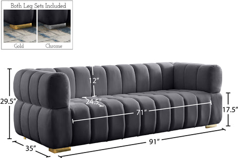 Industry Grey Velvet Sofa S