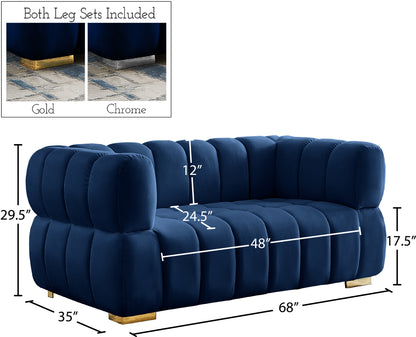 Industry Navy Velvet Loveseat L