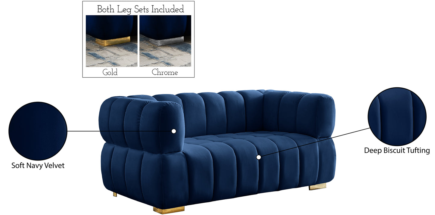 industry navy velvet loveseat l