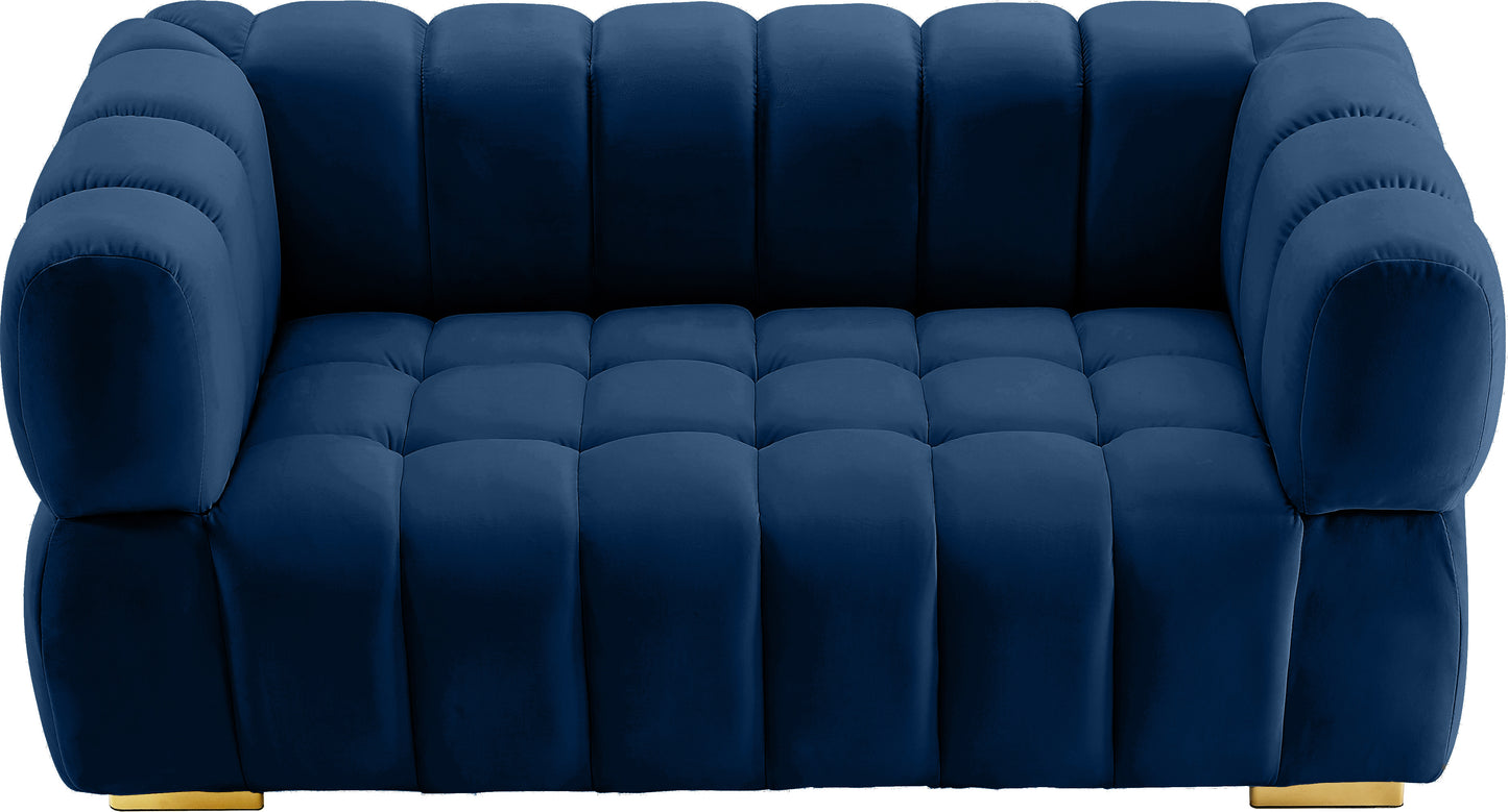 industry navy velvet loveseat l