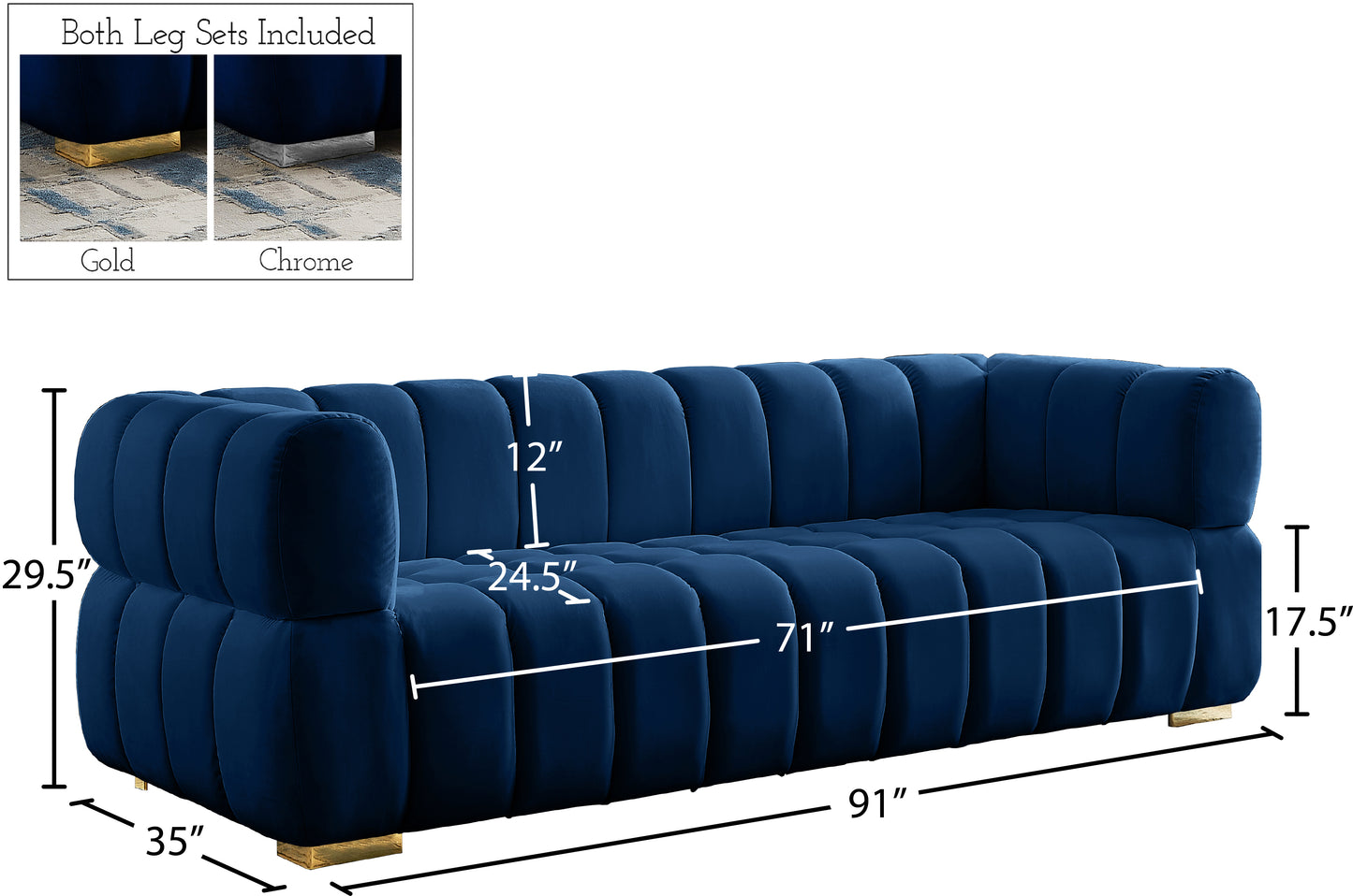 industry navy velvet sofa s