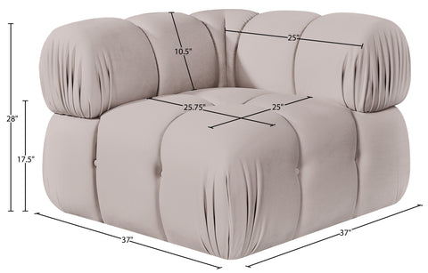Camden Beige Velvet Performance Fabric Upholstered Corner Chair, 1 Piece