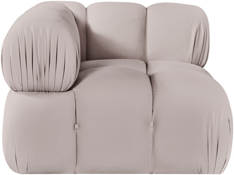 Camden Beige Velvet Performance Fabric Upholstered Corner Chair, 1 Piece