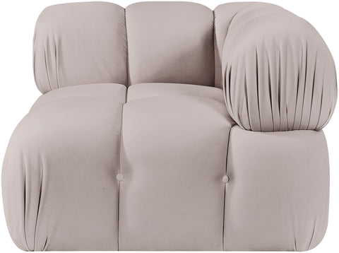 Camden Beige Velvet Performance Fabric Upholstered Corner Chair, 1 Piece