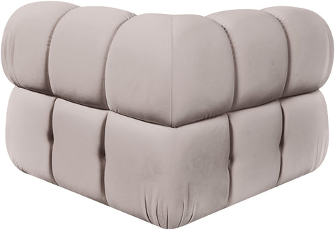 Camden Beige Velvet Performance Fabric Upholstered Corner Chair, 1 Piece