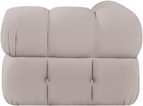 Camden Beige Velvet Performance Fabric Upholstered Corner Chair, 1 Piece