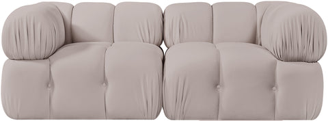 Camden Beige Velvet Performance Fabric Upholstered Sofa, 2-Piece