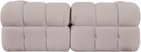 Camden Beige Velvet Performance Fabric Upholstered Sofa, 2-Piece