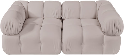 Camden Beige Velvet Performance Fabric Upholstered Sofa, 2-Piece