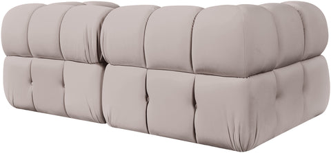 Camden Beige Velvet Performance Fabric Upholstered Sofa, 2-Piece