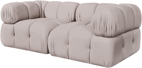 Camden Beige Velvet Performance Fabric Upholstered Sofa, 2-Piece