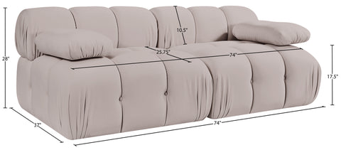 Camden Beige Velvet Performance Fabric Upholstered Sofa, 2-Piece (Style 2)