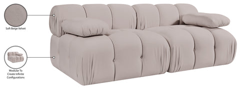 Camden Beige Velvet Performance Fabric Upholstered Sofa, 2-Piece (Style 2)