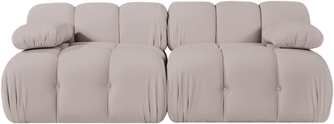 Camden Beige Velvet Performance Fabric Upholstered Sofa, 2-Piece (Style 2)