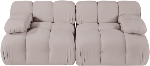 Camden Beige Velvet Performance Fabric Upholstered Sofa, 2-Piece (Style 2)