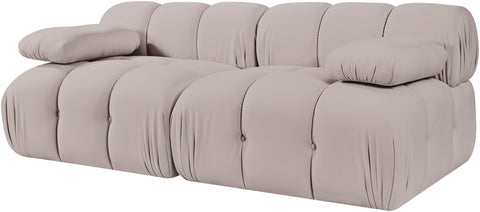 Camden Beige Velvet Performance Fabric Upholstered Sofa, 2-Piece (Style 2)
