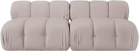 Camden Beige Velvet Performance Fabric Upholstered Sofa, 2-Piece (Style 2)