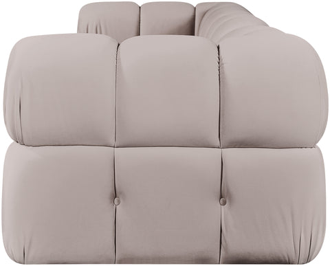 Camden Beige Velvet Performance Fabric Upholstered Sofa, 3-Piece