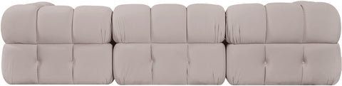 Camden Beige Velvet Performance Fabric Upholstered Sofa, 3-Piece