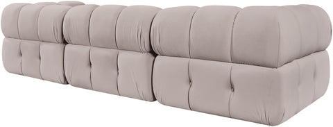 Camden Beige Velvet Performance Fabric Upholstered Sofa, 3-Piece