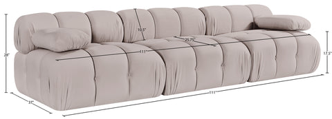 Camden Beige Velvet Performance Fabric Upholstered Sofa, 3-Piece (Style 2)
