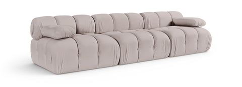 Camden Beige Velvet Performance Fabric Upholstered Sofa, 3-Piece (Style 2)