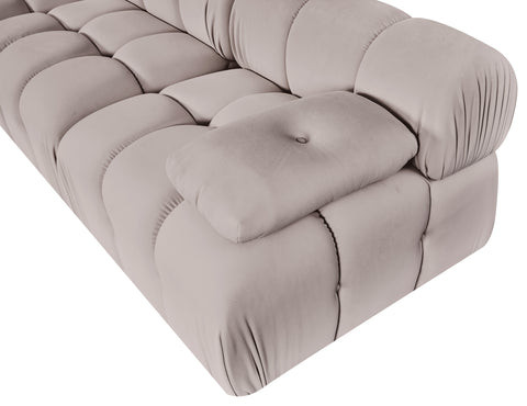 Camden Beige Velvet Performance Fabric Upholstered Sofa, 3-Piece (Style 2)