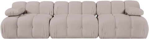 Camden Beige Velvet Performance Fabric Upholstered Sofa, 3-Piece (Style 2)