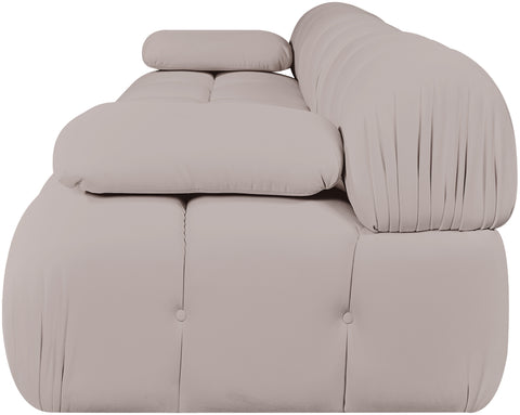 Camden Beige Velvet Performance Fabric Upholstered Sofa, 3-Piece (Style 2)