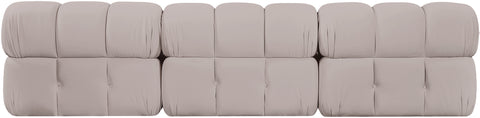 Camden Beige Velvet Performance Fabric Upholstered Sofa, 3-Piece (Style 2)