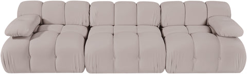Camden Beige Velvet Performance Fabric Upholstered Sofa, 3-Piece (Style 2)