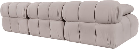 Camden Beige Velvet Performance Fabric Upholstered Sofa, 3-Piece (Style 2)