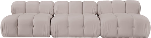 Camden Beige Velvet Performance Fabric Upholstered Sofa, 3-Piece (Style 2)